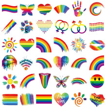 Ooopsiun 40 Blätter Regenbogen Temporäre Tattoos - Pride Tattoos Schmetterling/Blume/Herz/Regenbogen