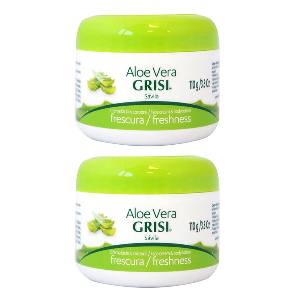 Grisi Cream Aloe Vera Face & Body Lotion Freshness, 3.8 Oz (Pack Of 2)