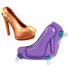 3D Hoge Hak Schoen Chocoladevorm met 6 Clips Polycarbonaat Stiletto Snoep Taart Decoratie Mallen DIY Thuis Bakken Gebak Gereedschap Dame Schoenen Vor
