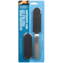 ForPro Professional Collection Stainless Steel Pedi File Kit - 100% Sanitizable Pedicure File for Heels and Feet - Includes Six Black 80 Grit and Six