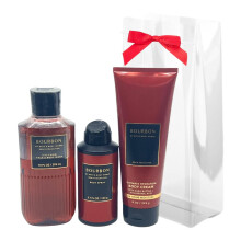 Bath & Body Works Bourbon para hombre (3 piezas) - Pack de regalo para Navidad: gel de ba   o, crema corporal y espray corporal