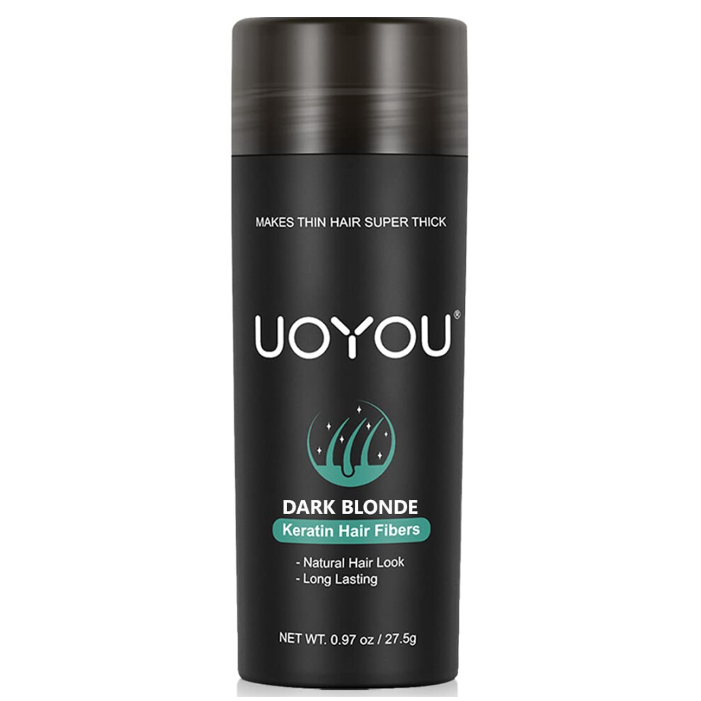 Uoyou Dark Blonde Hair Fibers For Thinning Hair 27.5G Bottle | Undetectable & Natural Keratin Hair Fibers Concealer For Hair Loss For Men And Women | Hair B