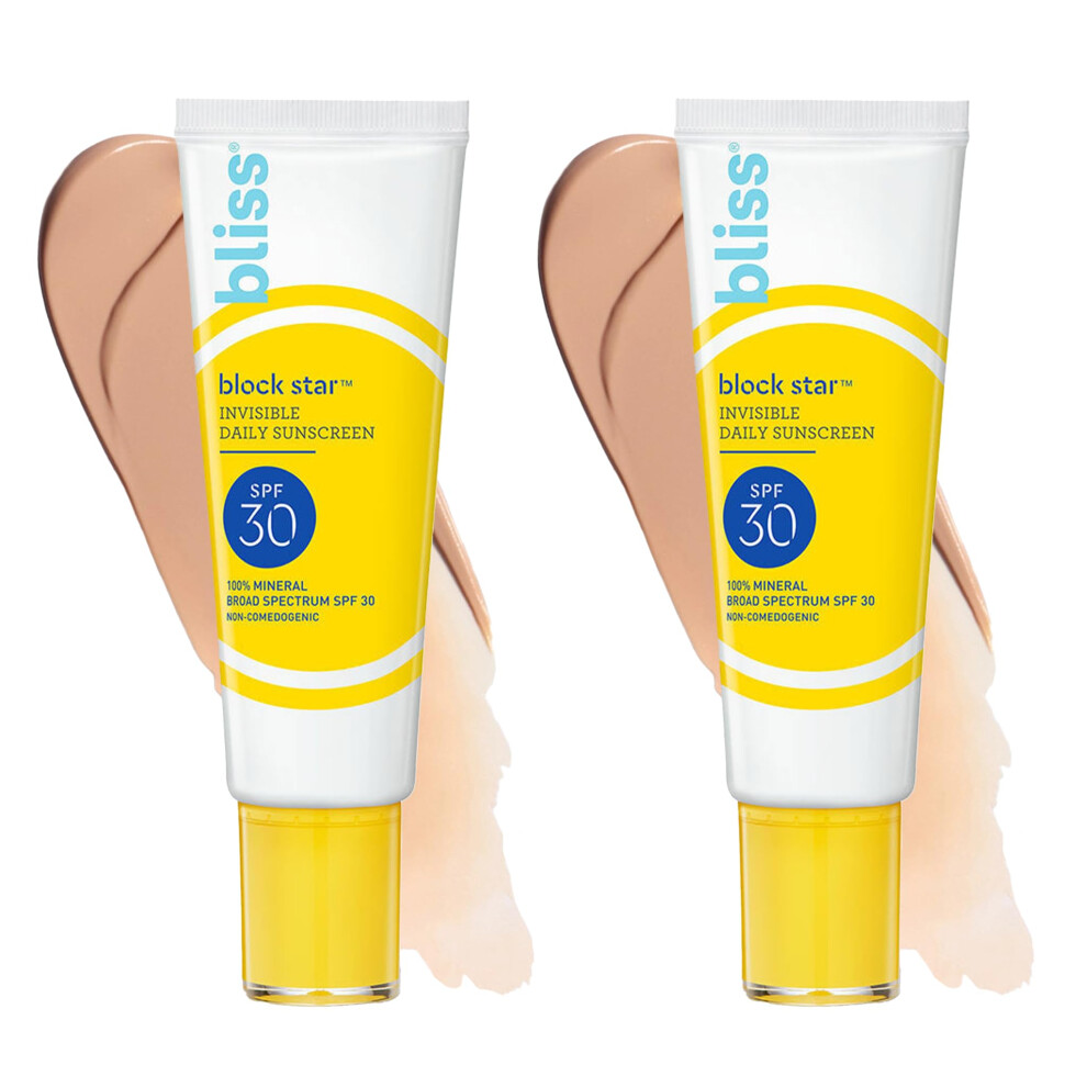 Bliss Block Star Block This Way Duo Tinted Face Sunscreen SPF 30-100% Mineral Broad Spectrum Sunscreen With Zinc Oxide & Titanium Dioxide - Non Greasy