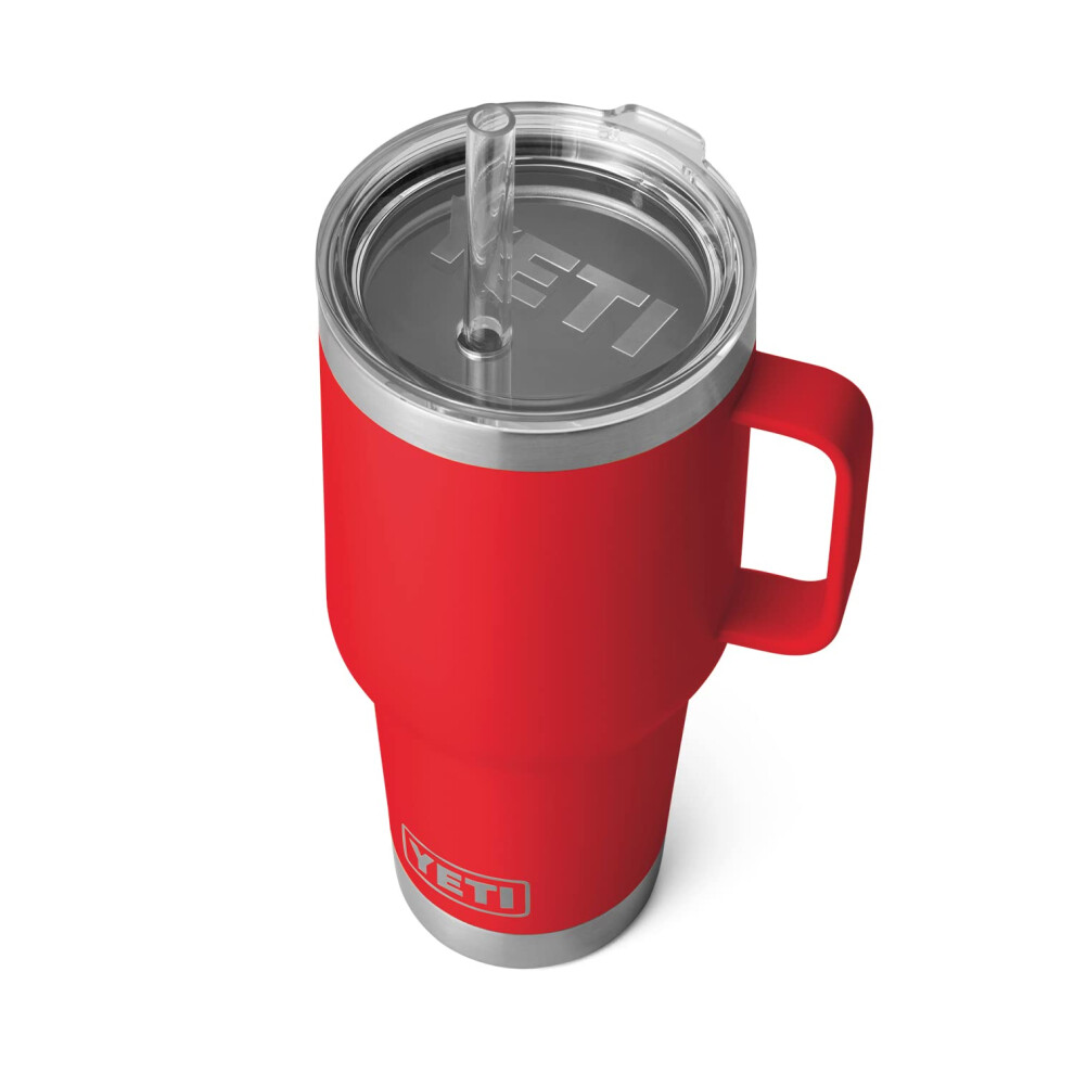 Yeti Rambler 35 Oz Becher Mit Henkel Und Strohhalmdeckel, Reisebecher, Wasserbecher, Vakuumisolierter Becher Mit Henkel, Edelstahl, Rescue Red-image
