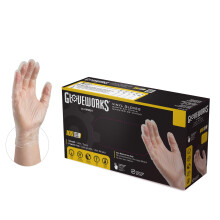 GLOVEWORKS Clear Vinyl Light-Industrial Disposable Gloves 3 Mil Food-Safe Latex & Powder-Free Large Box of 100