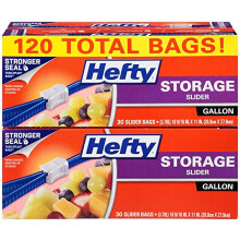 Hefty Slider Storage Bags Gallon Size 30 Count (Pack of 4) 120 Total