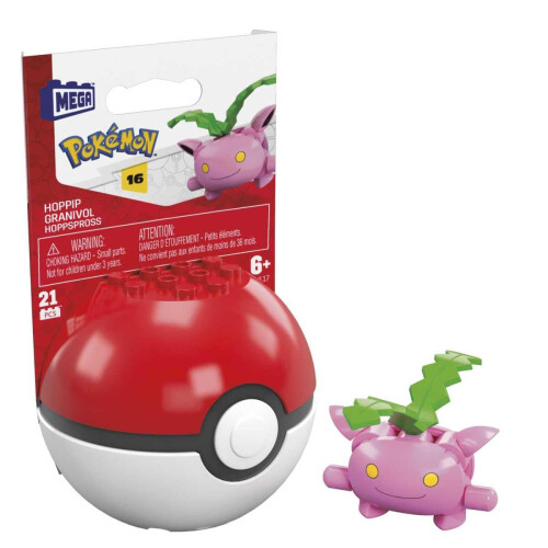 MEGA Mega Pokemon Hoppip σετ κατασκευής με 21 συμβατά κομμάτια και Poke Ball, δώρο για ηλικίες 6+