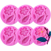 Kuuguu 6 PC -uri de piersica Flori de flori planta flori de frunze frunze Formele de silicon de tort instrumente de decorare a torturilor de bomb