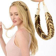 DIGUAN Enorme 2 Strengen Dik Synthetisch Haar Gevlochten Hoofdband Klassiek Grof Gevlochten Vlechten Elastisch Stretch Haarstukje Dames Meisje Schoon