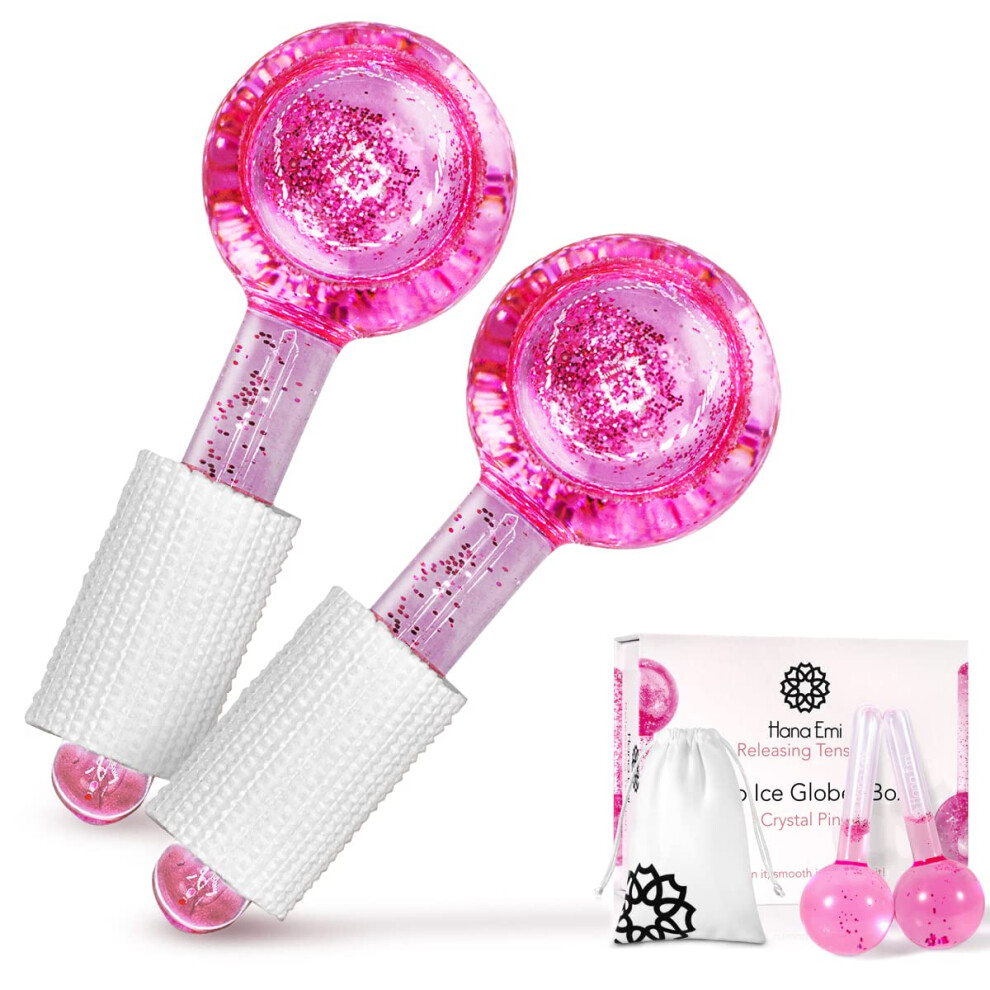 Hana Emi Pink Ice Globes For Face - Unbreakable Ice Roller For Face And Eyes - Cryo Globes For Facials Anti-Age - Anti-Wrinkle Face Globes - Masajeado