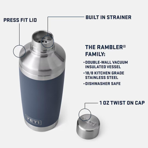 YETI Rambler 20 oz Cocktail Shaker, RVS, Vacuüm Geïsoleerd, Wit 1