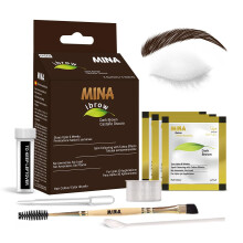 MinaiBrow Tint Kit Dunkelbraun | Nat   rliches Augenbrauen-T   nungspuder mit abgewinkeltem Duo-Pinsel | Wasser- und wischfestes Instant-Augenbrauen-