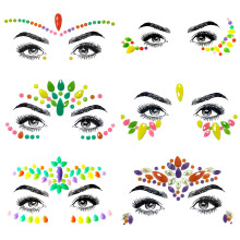 SHINEYES 6 Pcs Halloween Noctilucent Glow Face Gems, Night Glow Face Jewels for Party and Festival, Fluorescence Rhinestone Face Stickers