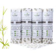 Asciugamani riutilizzabili Ecozoi in bamb    e rayon - Confezione da 4 | Equivalenti a 80 rotoli normali | Rotoli di carta da cucina in rayon di ba