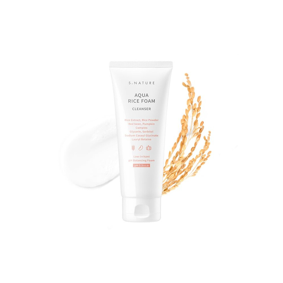 S.nature Aqua Rice Foam Cleanser 80Ml | Facial Cleanser Rice Extract Rice Powder Cleanser With Mild Cleansing Glycerin Vegan Face Wash Korean
