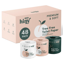 Papel higi   nico ecoHiny Premium de bamb    suave | 48 rollos grandes de 3 capas y 350 hojas | Certificado FSC, libre de PFAS y BPA, seguro para fos