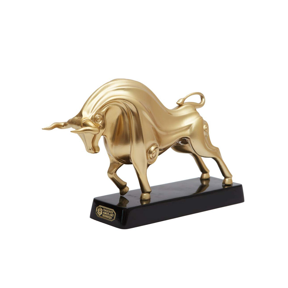 Haucoze Toro Statuetta Scultura Wall Street Bull Decorazione Soprammobili Moderna Regalo Figurina Animale Statua Casa Ornamento Resina Arte 31Cm-image