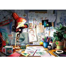 Quebra-cabeça 1000 peças - RAVENSBURGER - 12000302 - O escritório do artista (Disney/Pixar) - 70 x 50 cm - A partir de 14 anos
