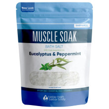 Sali da bagno Muscle Soak da 32 once di sale Epsom con oli essenziali naturali di menta piperita ed eucalipto pi    vitamina C in bustina senza BPA