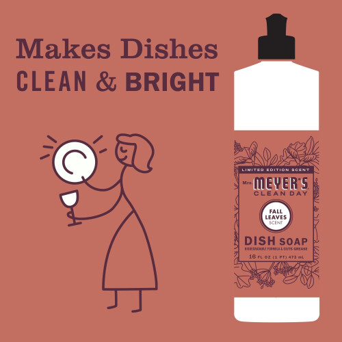 MRS. MEYER'S CLEAN DAY Dish Soap, Fall Leaves Scent, 16 fl oz (1) 2