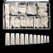 VIVACE Natural Half Moon 550 acryl valse nep-gelnageltips 11 maten met doorzichtig plastic hoesje voor nagelsalon nagelwinkel (natuurlijke halve maan