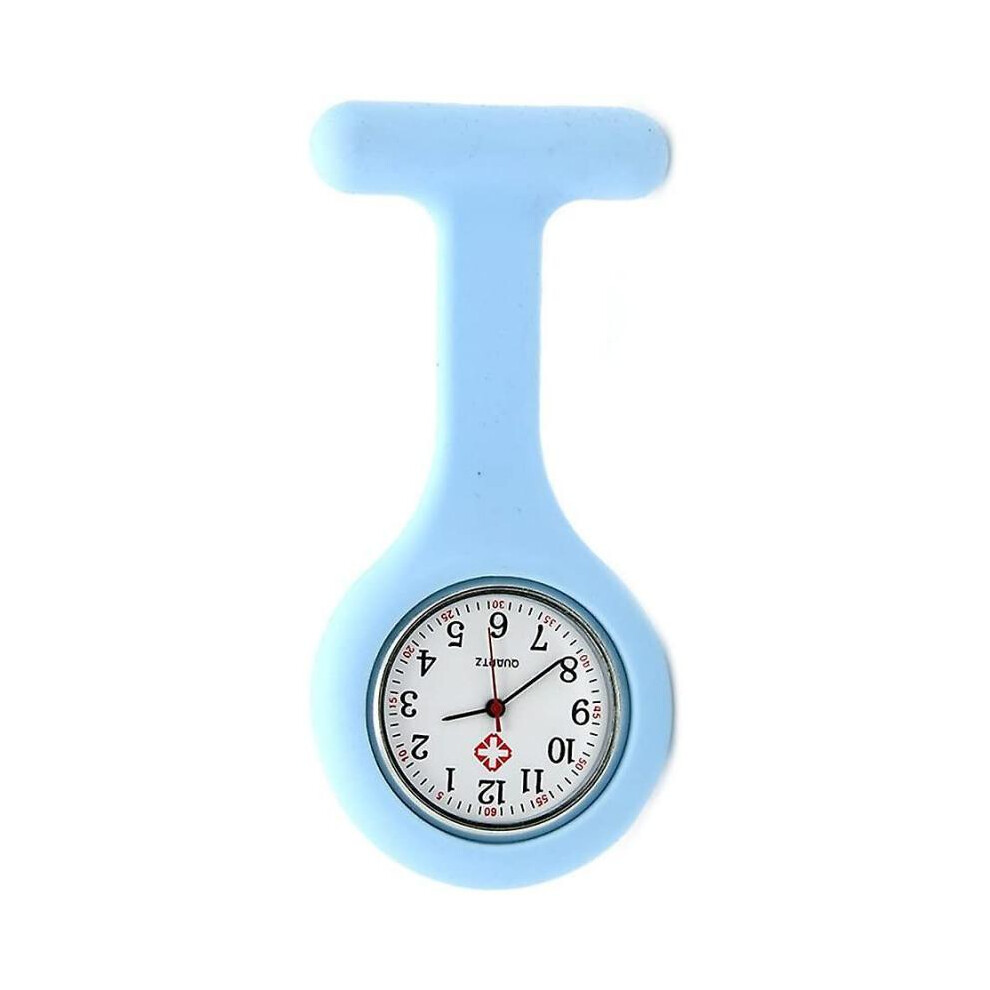 Nurse Watch Brooch, Silicone With Pin/Clip, Infection Control Design, Health Care Nurse Doctor Paramedic Medical Brooch Fob Watchlight Blue