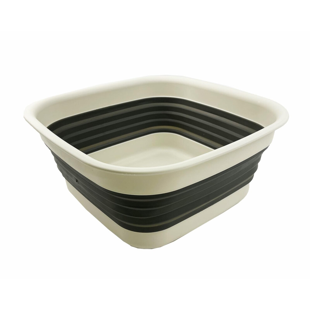 Sammart Grey/Black 8L (2.1 Gallon) Collapsible Tub - Foldable Dish Tub - Portable Washing Basin - Space Saving Plastic Washtub (/Washed Black)