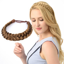 DIGUAN Enorme 2 Strengen Dik Synthetisch Haar Gevlochten Hoofdband Klassieke Dikke Gevlochten Vlechten Elastisch Stretch Haarstukje Dames Meisje Scho