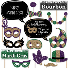 Big Dot of Happiness Mardi Gras - Αξεσουάρ Φωτογράφισης για Πάρτι - 20 Τεμάχια