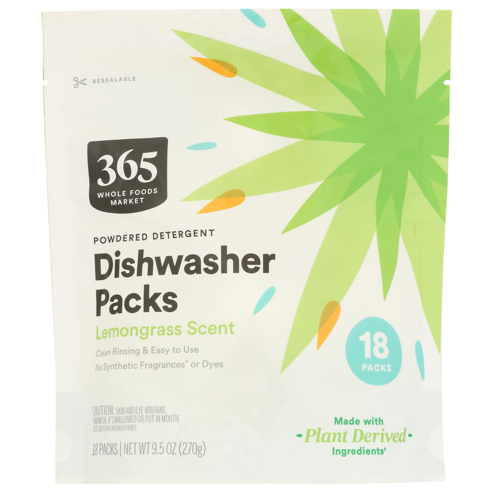 Capsules De D Tergent Vaisselle 365 De Whole Foods Market La Citronnelle En Poudre, 18 Unit S, 9,5 Onces-image
