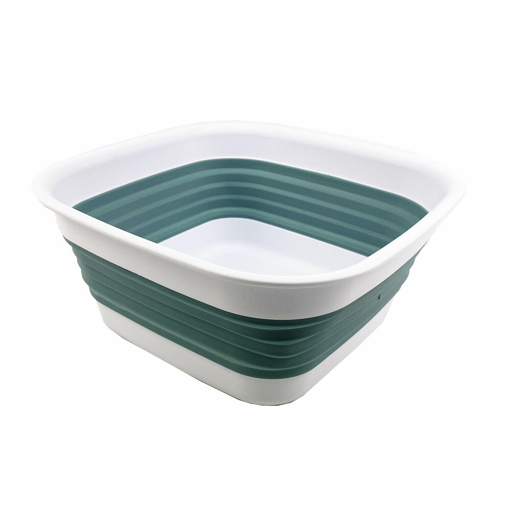 Sammart White/Blue 8L (2.1 Gallon) Collapsible Tub - Foldable Dish Tub - Portable Washing Basin - Space Saving Plastic Washtub (/Pale Blue)