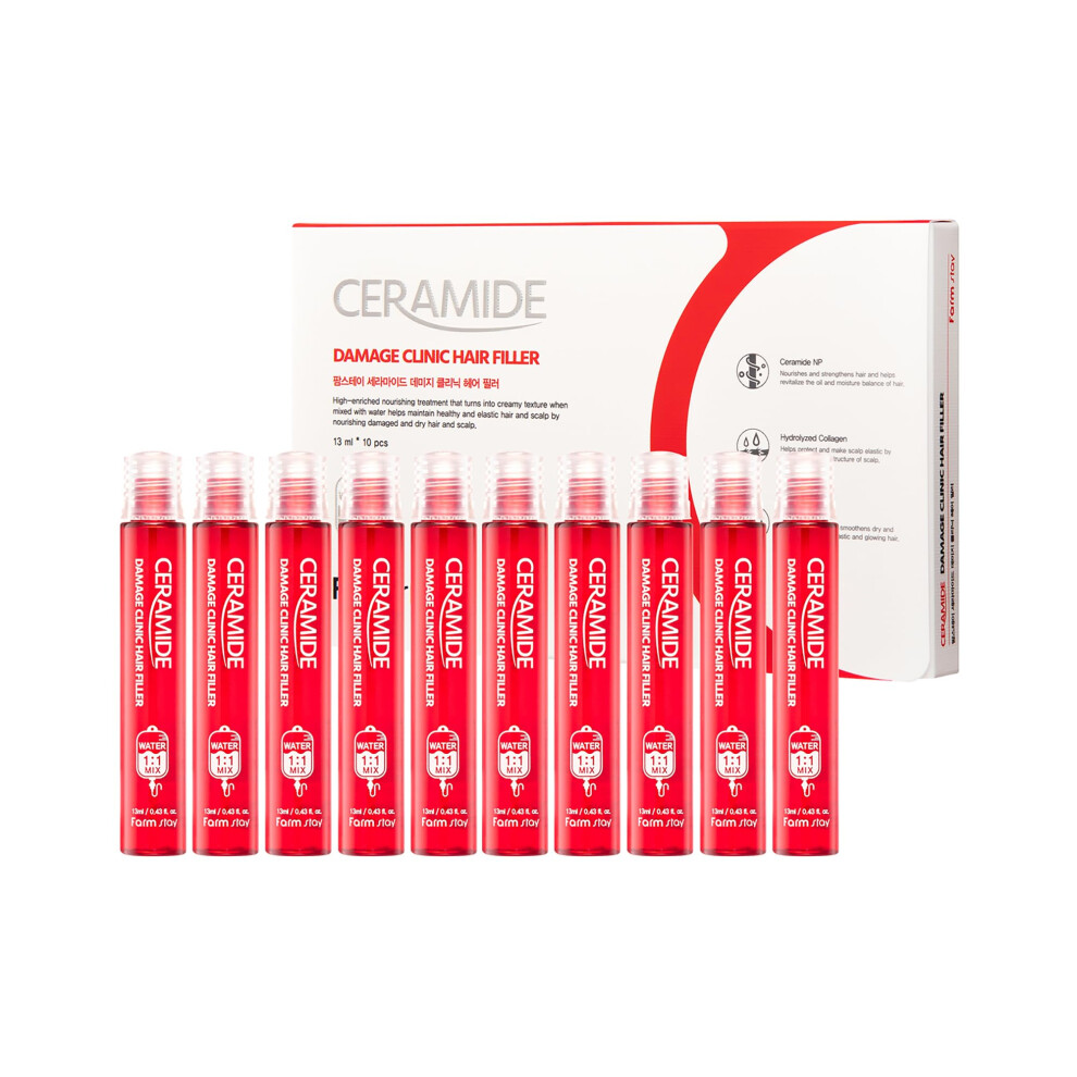 Gï¿½Rd Farmstay Ceramide Damage Clinic Hair Filler - Treatment For Dry Damaged Hair - Hair Filler Treatment - Hair Strengthening Products - 10 Pc