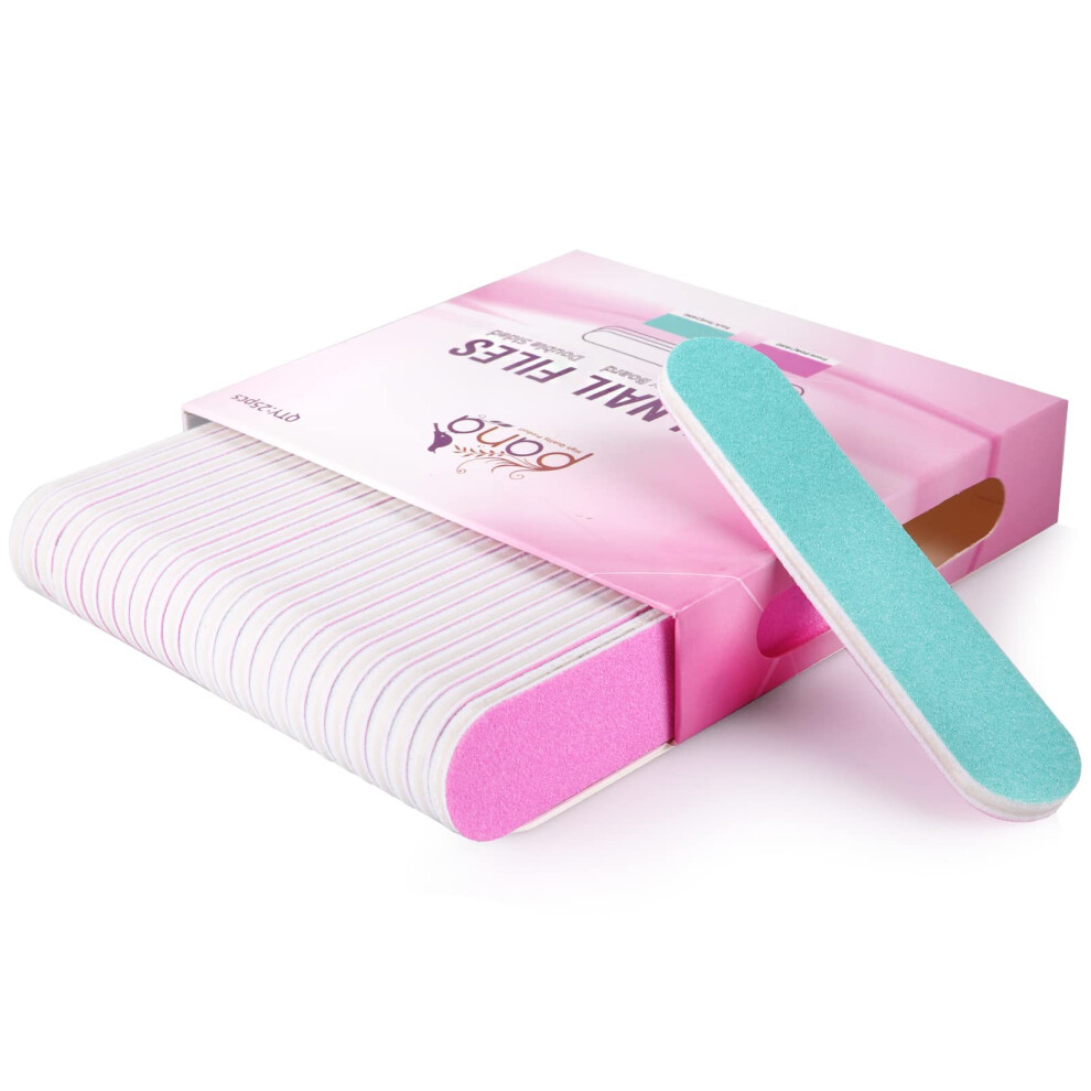 Pana Pink 25Pcs - Mini Double-Sided Emery Nail File For Manicure Pedicure Natural And Acrylic Nails - /Teal (Grit 100/100)