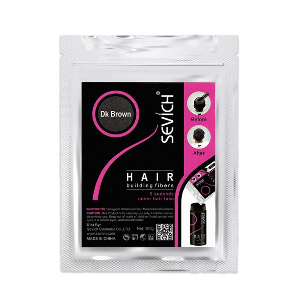 Sevich Hair Fibers For Thinning Hair, Hair Building Fibers Instantly Thicker & Fuller Look,Hair Powder For Men & Women 100G Dark Brown