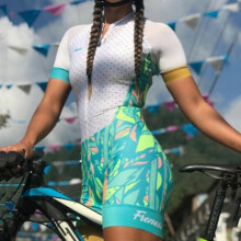 (L, 8) cycling suit jumpsuit women's short sleeved mountain bike cycling equipment