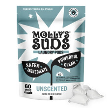 Molly's Suds tvttmedelspsar | Rengringsmedel fr knslig hud | Ultrakoncentrerad och flckbekmpande | Oparfymerad - 60 Count
