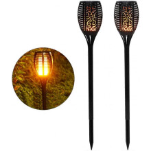 Solar Garden Torch 2 Pack - Solar Garden Light with IP65 Waterproof Rating - Warm Light - 96 LEDs - Light Sensor