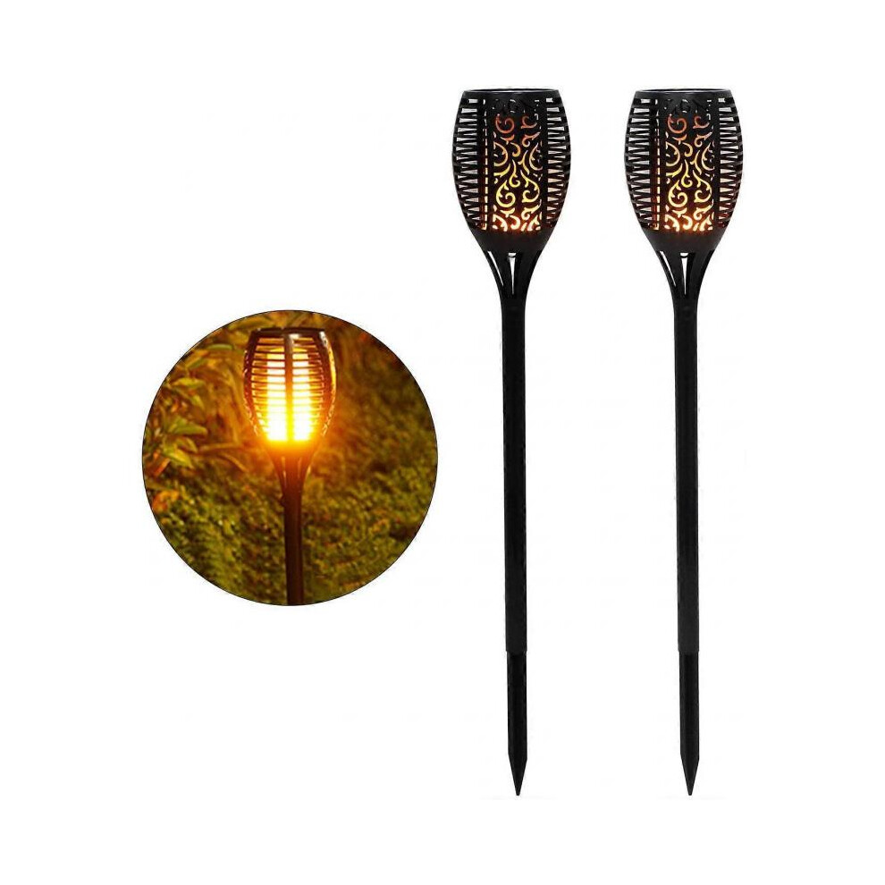 Solar Garden Torch 2 Pack - Solar Garden Light with IP65 Waterproof Rating - Warm Light - 96 LEDs - Light Sensor