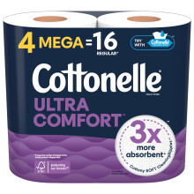 Cottonelle Ultra Comfort Miekki papier toaletowy 4 mega rolki (4 mega rolki = 16 zwyklych rolek) 244 arkusze na rolke