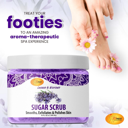 SPA REDI Ζάχαρη Scrub - Λεβάντα και Άγρια Λουλούδια - 16 Oz - Απολεπιστικό, Ενυδατικό 2