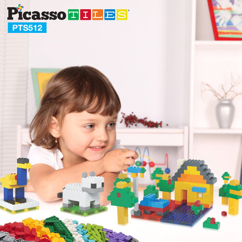 PicassoTiles 512 Τεμ. Μεγαλό Παιχνίδι Μαγνητικές Πλάκες & Συνδυασμός Κτιρίων & Φιγούρες 1