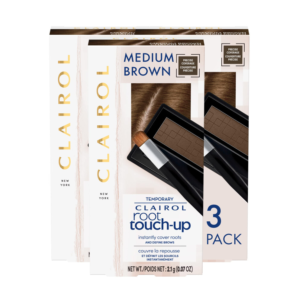 Clairol Root Touch-Up Temporary Concealing Powder  Medium Brown Hair Color  Pack of 3