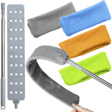 Intrekbare spleetstofreinigerborstel met 4 stuks vervangende stofdoek 100 inch uitschuifbare paal Flexibele microvezelstofdoek voor het reinigen onde