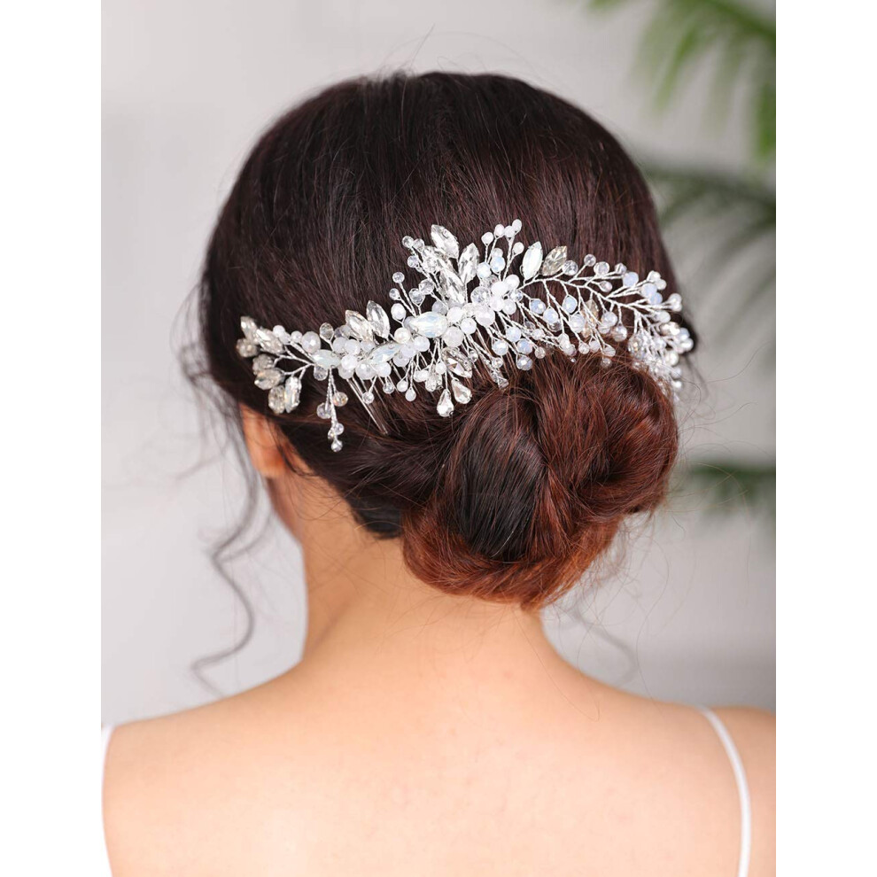 Denifery Kopfschmuck Haarkamm Hochzeit Braut Haarrebe Opal Haarkamm Braut Etwas Blaues F R Braut Haarschmuck Saison Hochzeit Haarteil Haar J-image