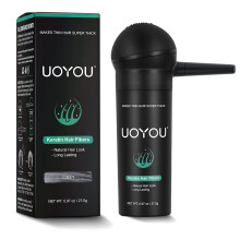UOYOU GRAU Haarfasern fr dnner werdendes Haar 27,5 g Flasche mit Applikator | Nicht nachweisbarer und natrlicher Keratin-Haarfaser-Concealer gegen