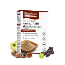 Elecious Naturals Amla, Reetha, Shikakai Polvere per Capelli 3-in-1 Detergente Naturale 100% Naturale, Senza Chimici
