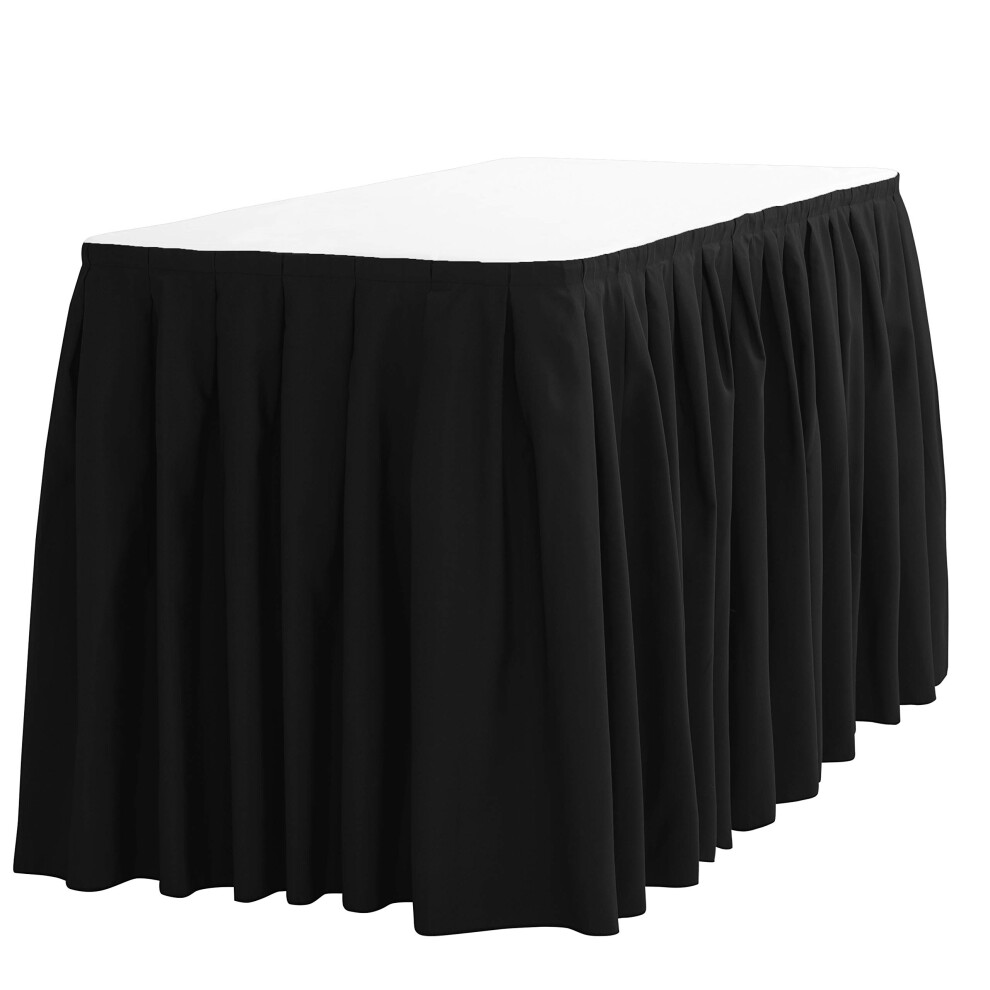 Jupe de table LTC LINENS pour table rectangulaire de 8 pieds - Jupe de table noire en polyester - Nappe de banquet pliss   e infroissable pour mari