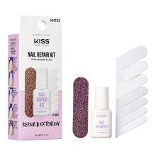 Kiss New York Nail Repair Kit for Damaged Nails - Biotin-Infused Glue, File & 2 Nail Wraps, Made in Korea | B0cbl259l4