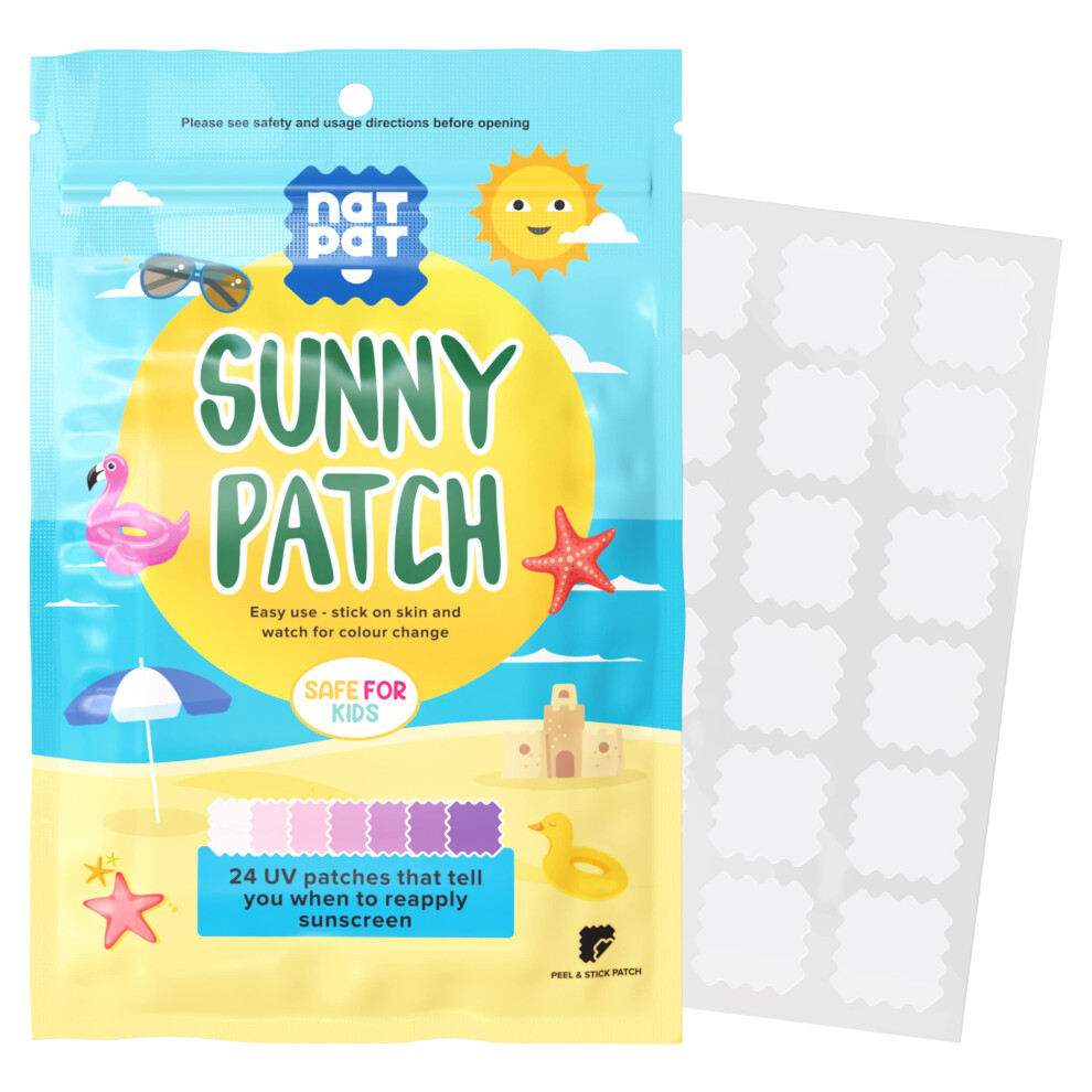 Autocollants de détection UV NATPAT Sunny Patch pour la prévention des coups de soleil pour enfants et adultes - Patchs imperméables naturels qui
