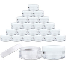 Beauticom (aantal: 25 stuks) 5G/5ML ronde doorzichtige potten met witte deksels voor kleine sieraden vasthouden/mengen van verf, kunstaccessoires en